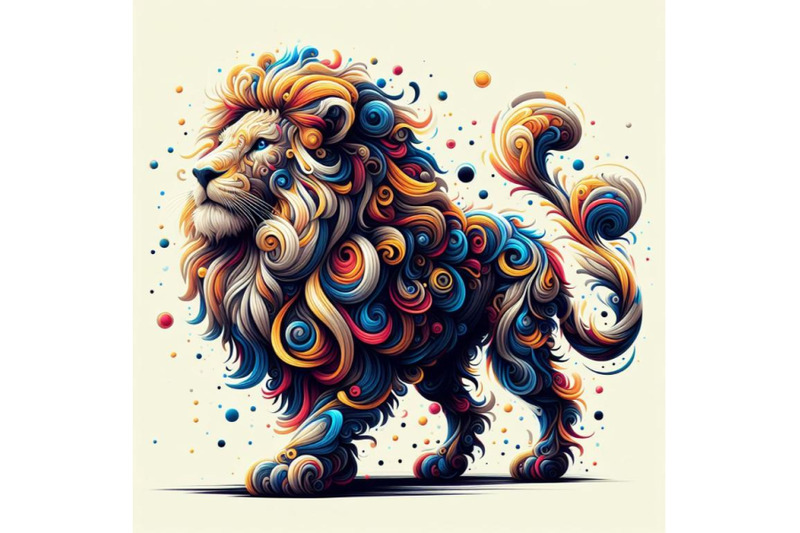 digital-art-abstract-lion-on-white-background