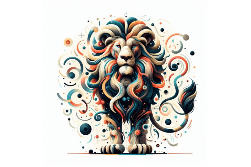 digital-art-abstract-lion-on-white-background