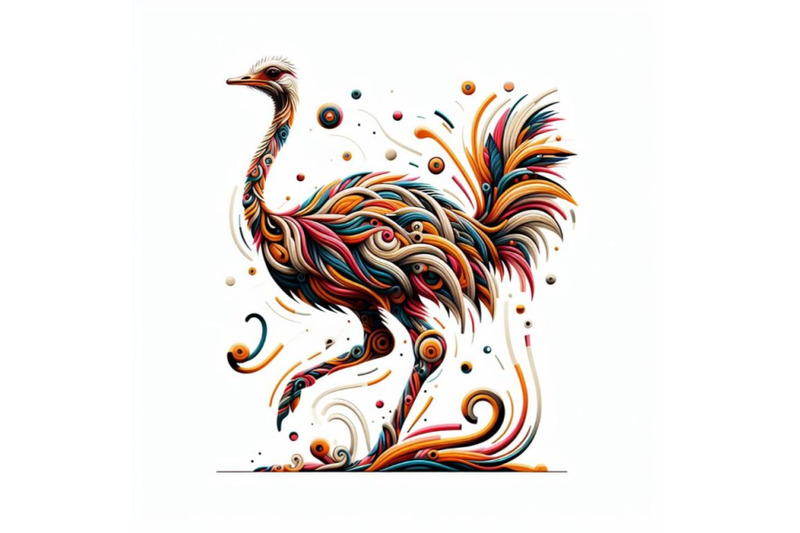 digital-art-abstract-ostrich-on-white-background-039