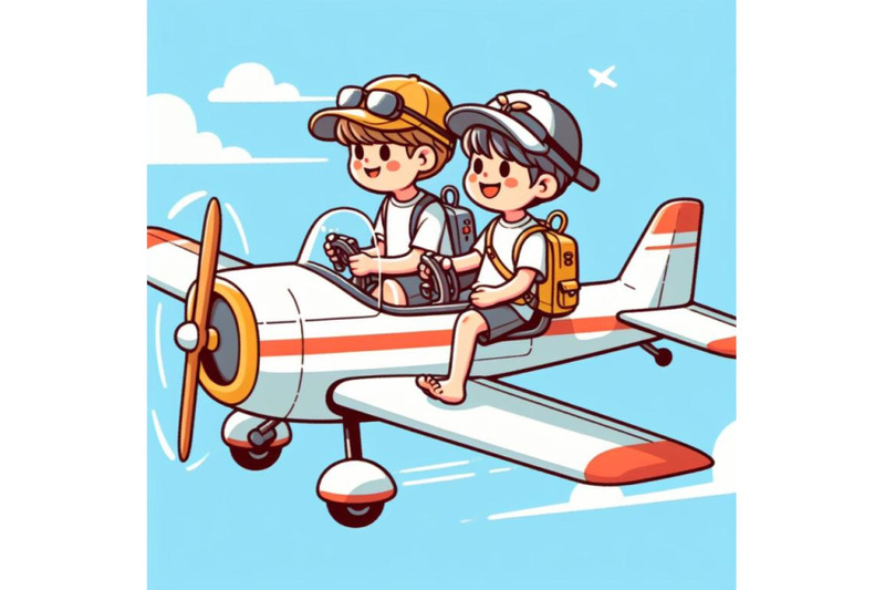children-fly-by-single-motor-plane