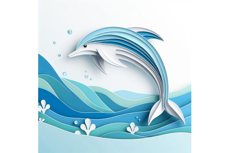 dolphin-made-of-paper-abstract-art-on-white-background