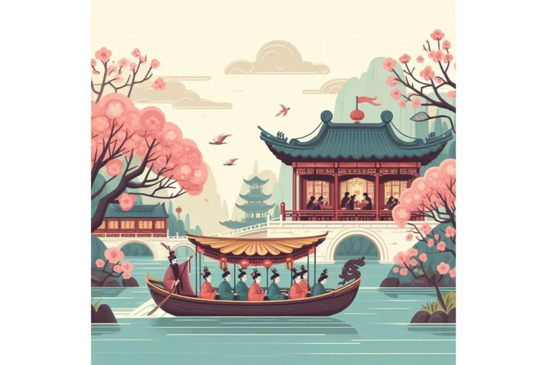 chinese-emperor-in-the-royal-palace-of-china-in-the-canal-on-the-boat