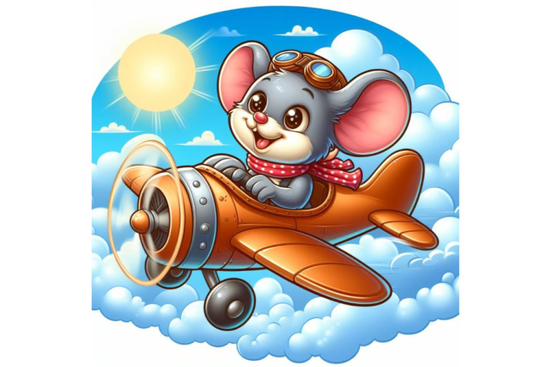 cartoon-mouse-is-flying-on-a-plane
