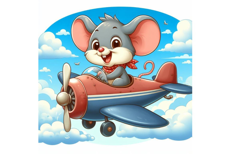 cartoon-mouse-is-flying-on-a-plane