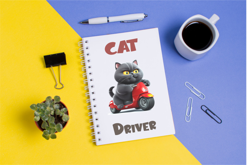 cartoon-cat-driver-tshirt-sticker