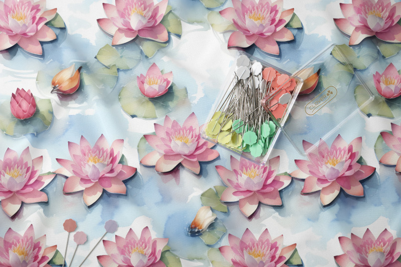 watercolor-waterlilies-wallpaper-seamless-pattern-bundle