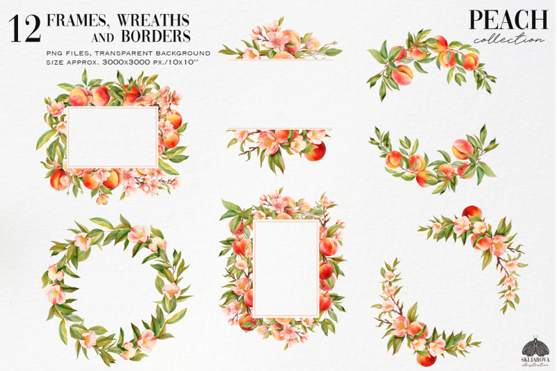 peach-wreaths-and-frames-set