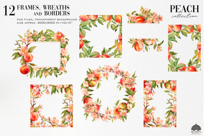 peach-wreaths-and-frames-set