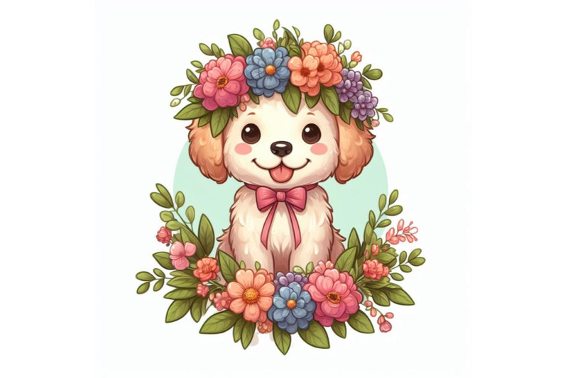 cute-dog-wearing-flower-wreath