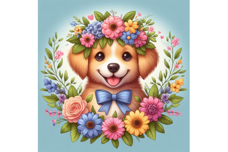 cute-dog-wearing-flower-wreath