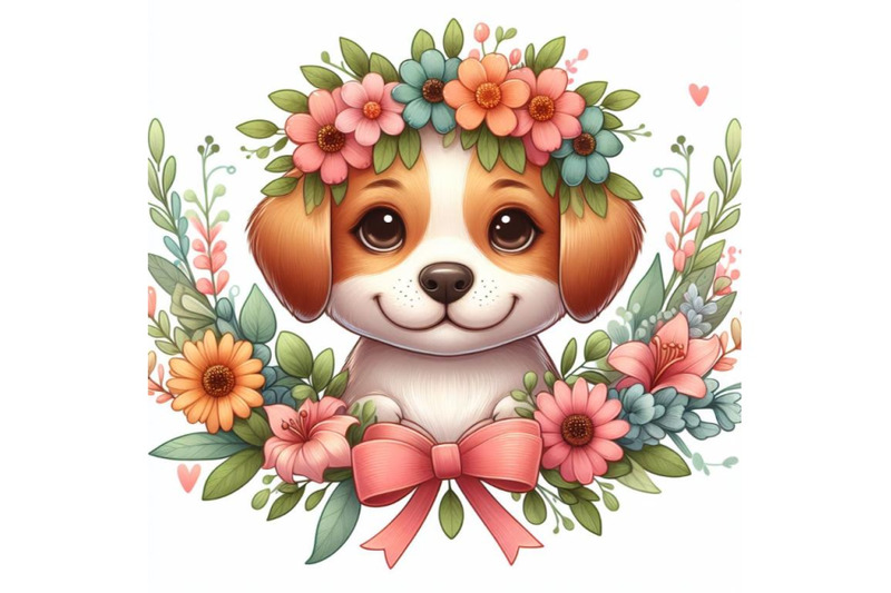 cute-dog-wearing-flower-wreath