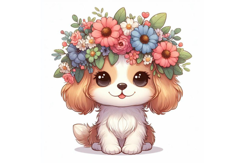 cute-dog-wearing-flower-wreath