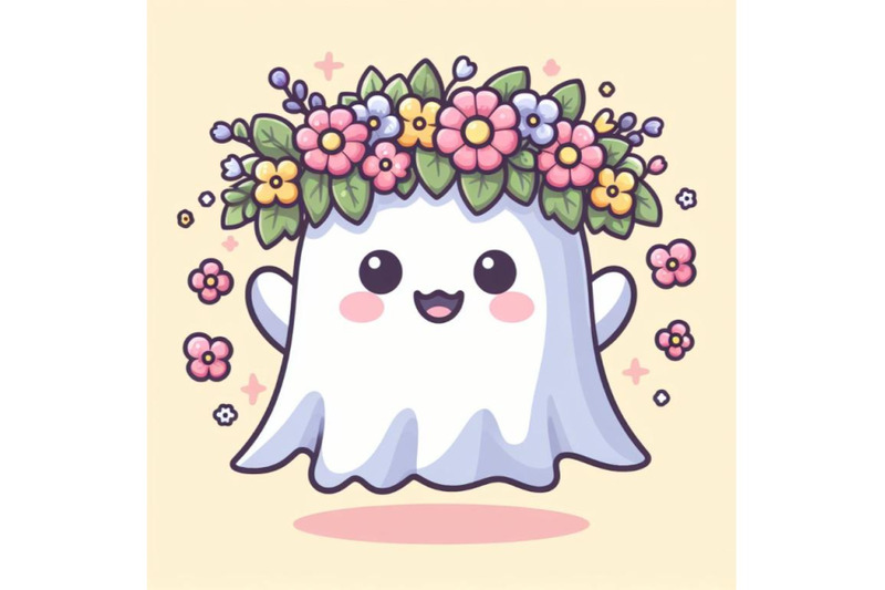 cute-ghost-wearing-flower-wreath