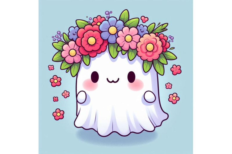 cute-ghost-wearing-flower-wreath