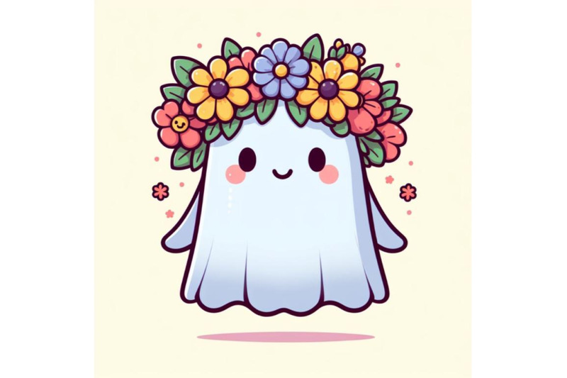 cute-ghost-wearing-flower-wreath