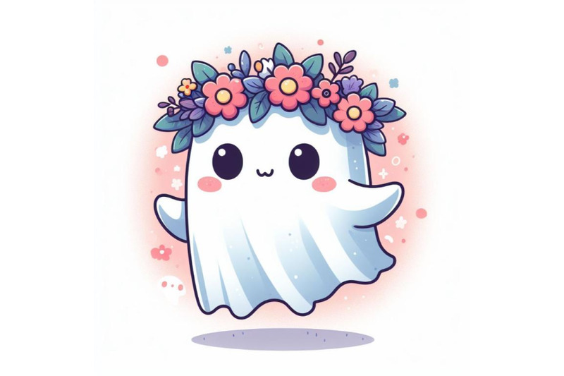 cute-ghost-wearing-flower-wreath