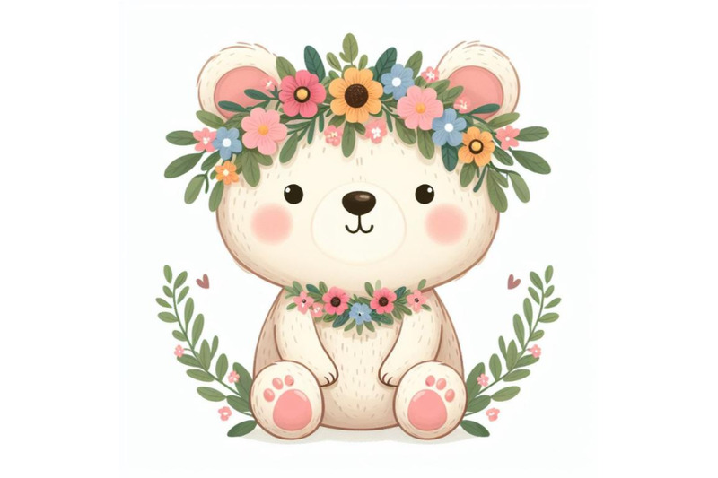 cute-teddy-bear-wearing-flower-wreath