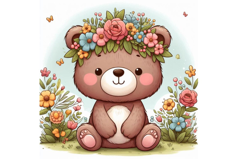 cute-teddy-bear-wearing-flower-wreath