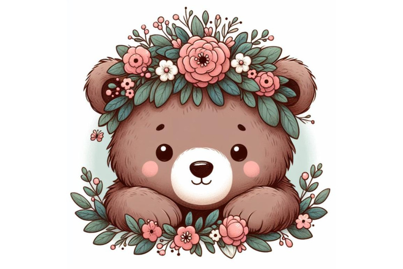 cute-teddy-bear-wearing-flower-wreath