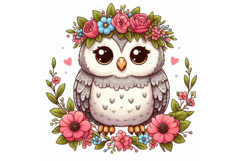 owl-wearing-flower-wreath