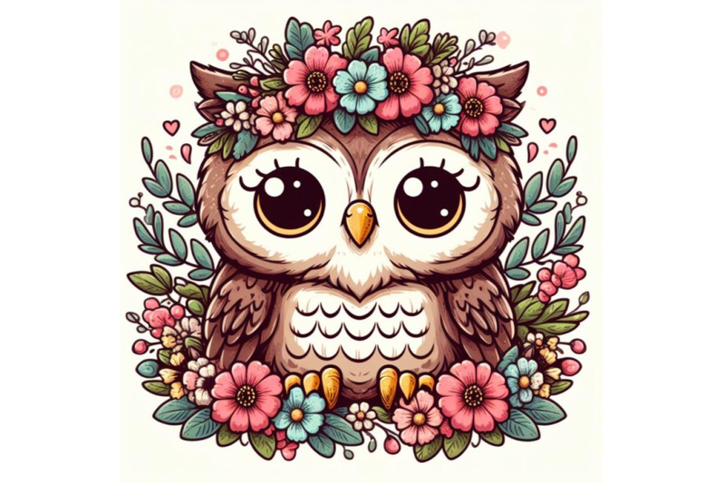 owl-wearing-flower-wreath