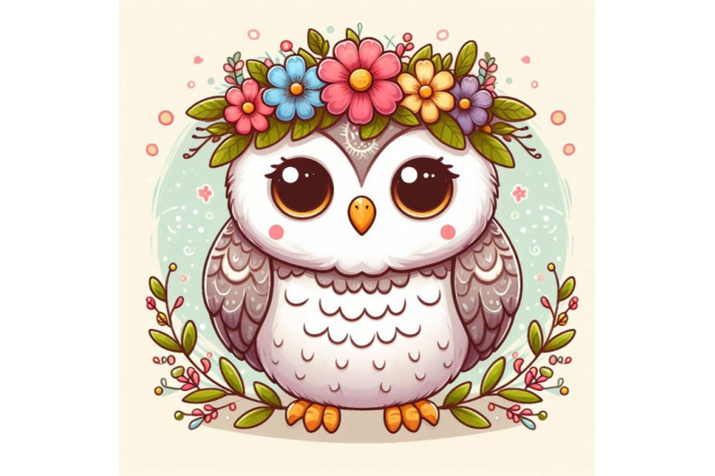 owl-wearing-flower-wreath