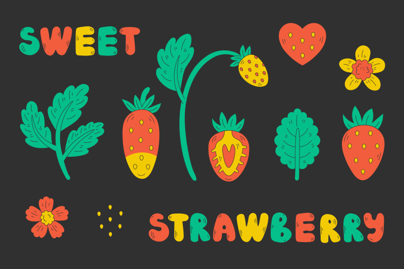 funky-strawberry-elements-png-clipart