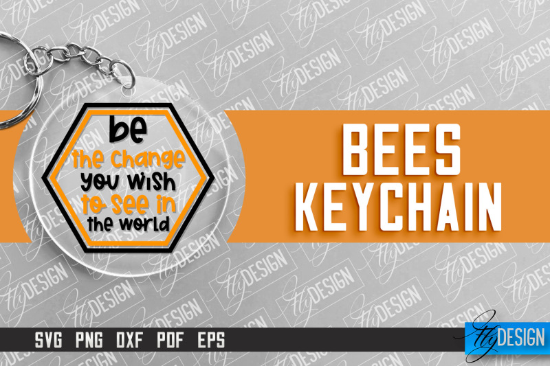 bees-keychain-design-nature-design-orange-print-summer-design