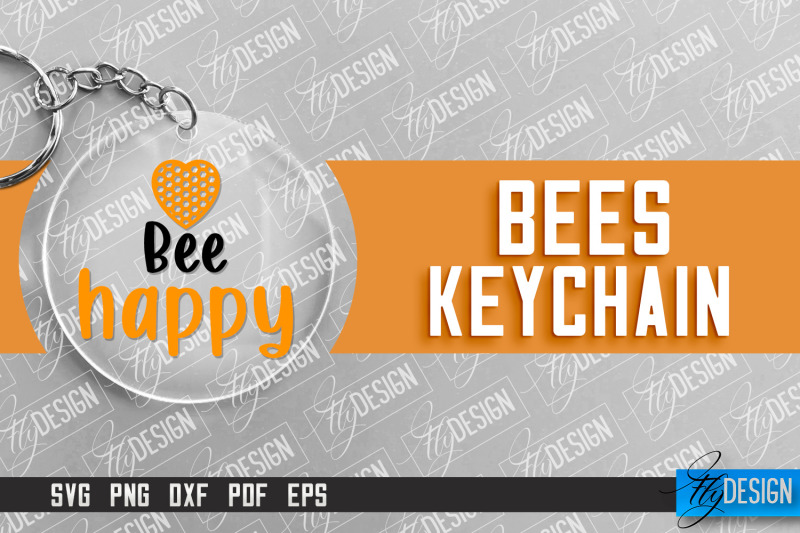 bees-keychain-design-nature-design-orange-print-summer-design