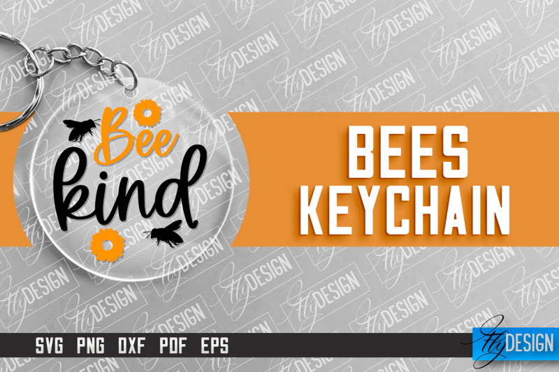 bees-keychain-design-nature-design-orange-print-summer-design