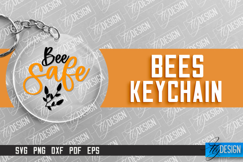 bees-keychain-design-nature-design-orange-print-summer-design