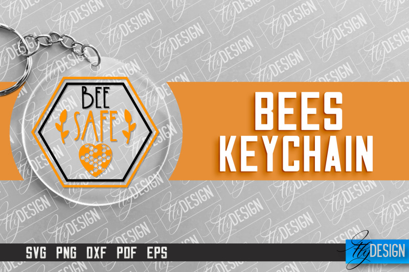 bees-keychain-design-nature-design-orange-print-summer-design