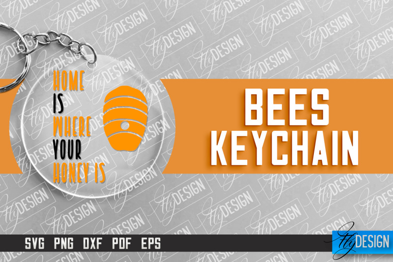 bees-keychain-design-nature-design-orange-print-summer-design