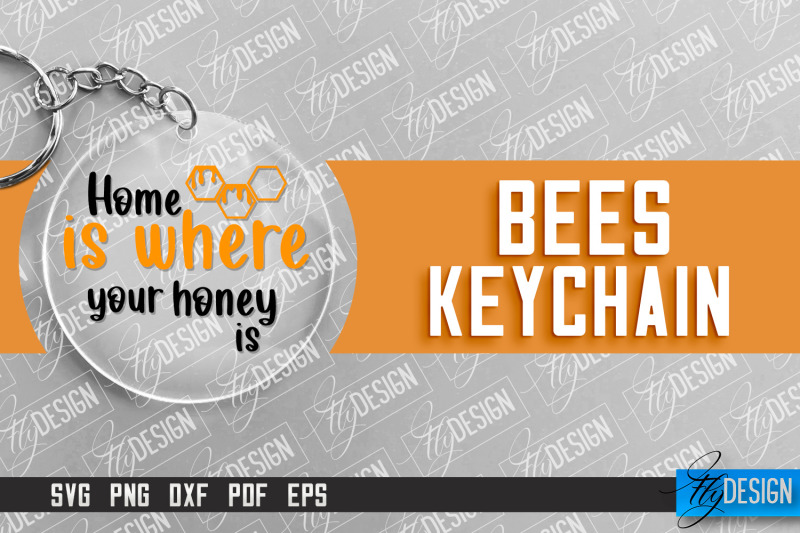 bees-keychain-design-nature-design-orange-print-summer-design