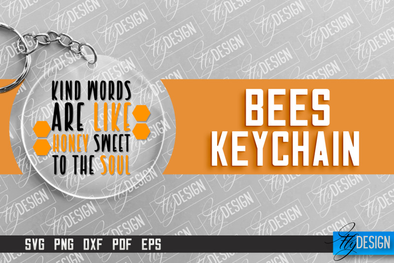 bees-keychain-design-nature-design-orange-print-summer-design