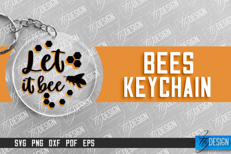 bees-keychain-design-nature-design-orange-print-summer-design