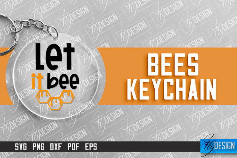 bees-keychain-design-nature-design-orange-print-summer-design