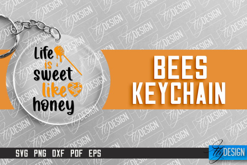 bees-keychain-design-nature-design-orange-print-summer-design