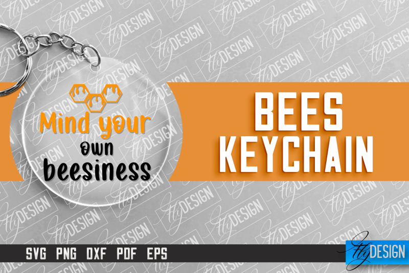 bees-keychain-design-nature-design-orange-print-summer-design