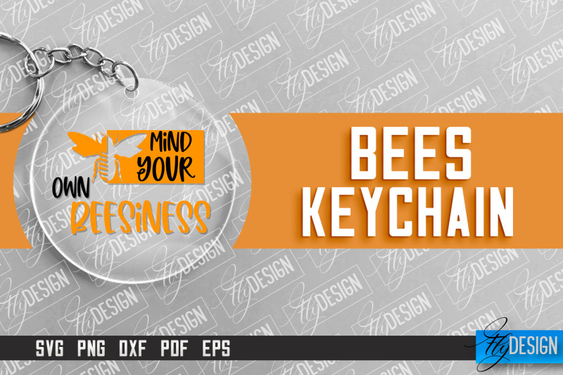 bees-keychain-design-nature-design-orange-print-summer-design