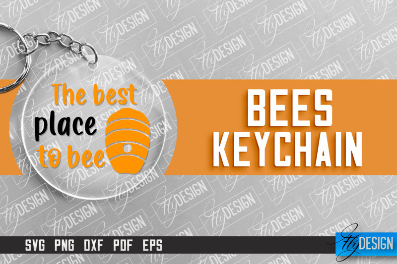 bees-keychain-design-nature-design-orange-print-summer-design