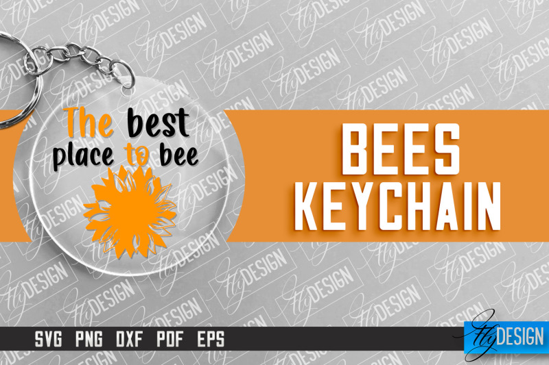 bees-keychain-design-nature-design-orange-print-summer-design