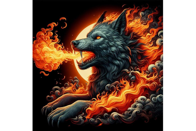 fire-blowing-wolf-black-background-3d