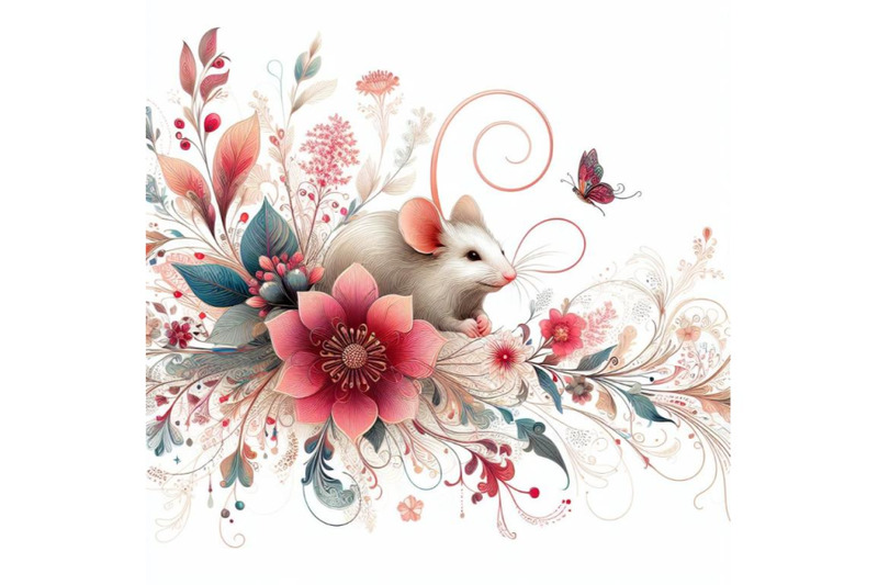 mouse-abstract-floral-white