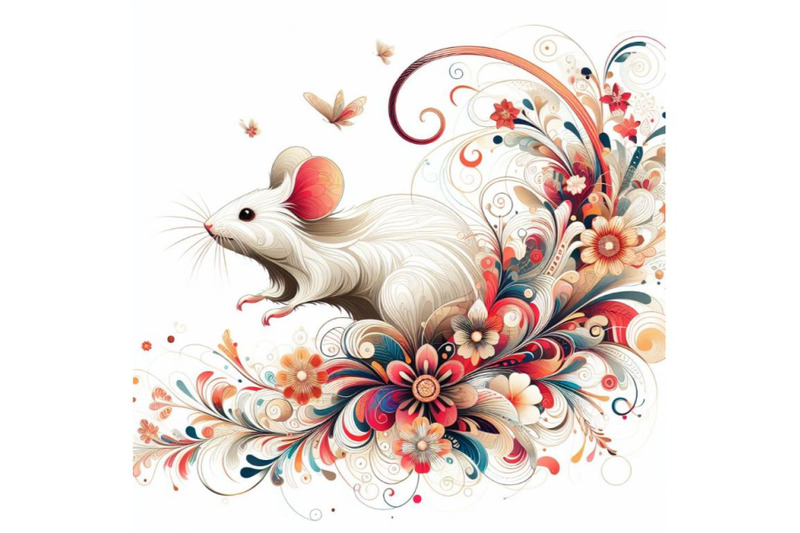 mouse-abstract-floral-white