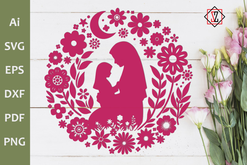 mom-and-girl-in-a-flower-frame