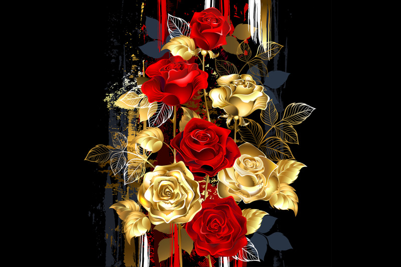 picturesque-composition-with-golden-roses