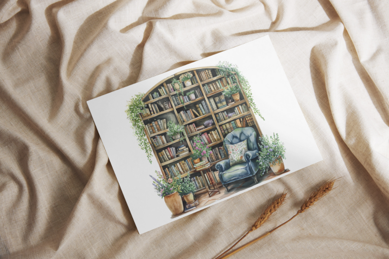 cozy-book-corner-watercolor-sublimation