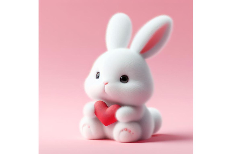 cute-fluffy-white-bunny-pink-background-3d-set