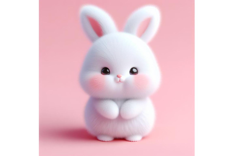 cute-fluffy-white-bunny-pink-background-3d-set